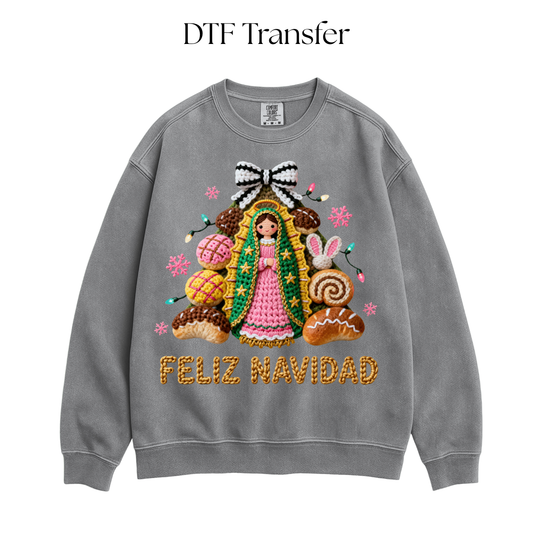 Virgen Feliz Navidad Faux Yarn DTF Transfer
