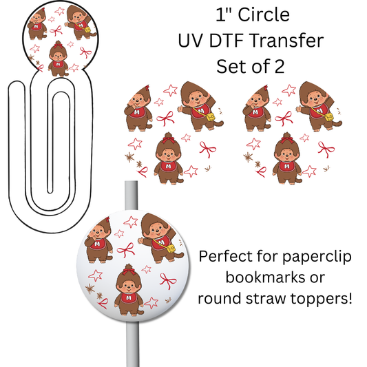 Mon Doll 1” UV DTF Transfer For Paperclip Bookmark or Straw Topper SET OF 2
