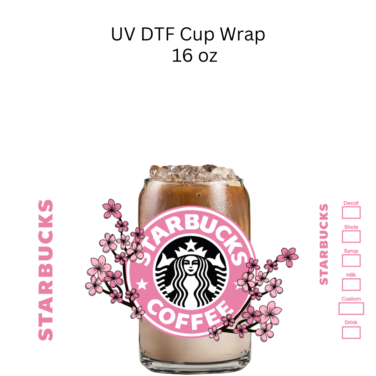 Pink Star Coffee UV DTF Cup Wrap