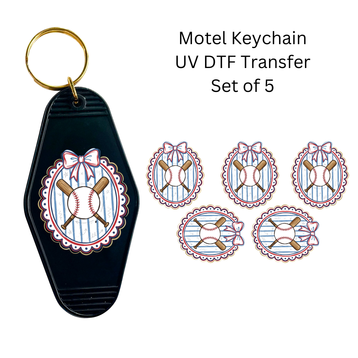 Baseball Frame Set of 5 Keychain Transfers