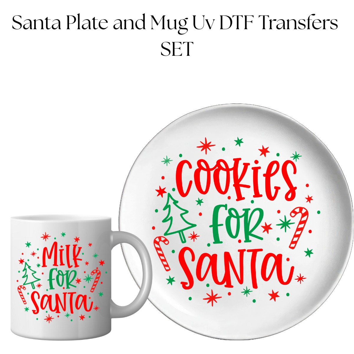 Cookies and Milk Round Santa Plate UV DTF SET