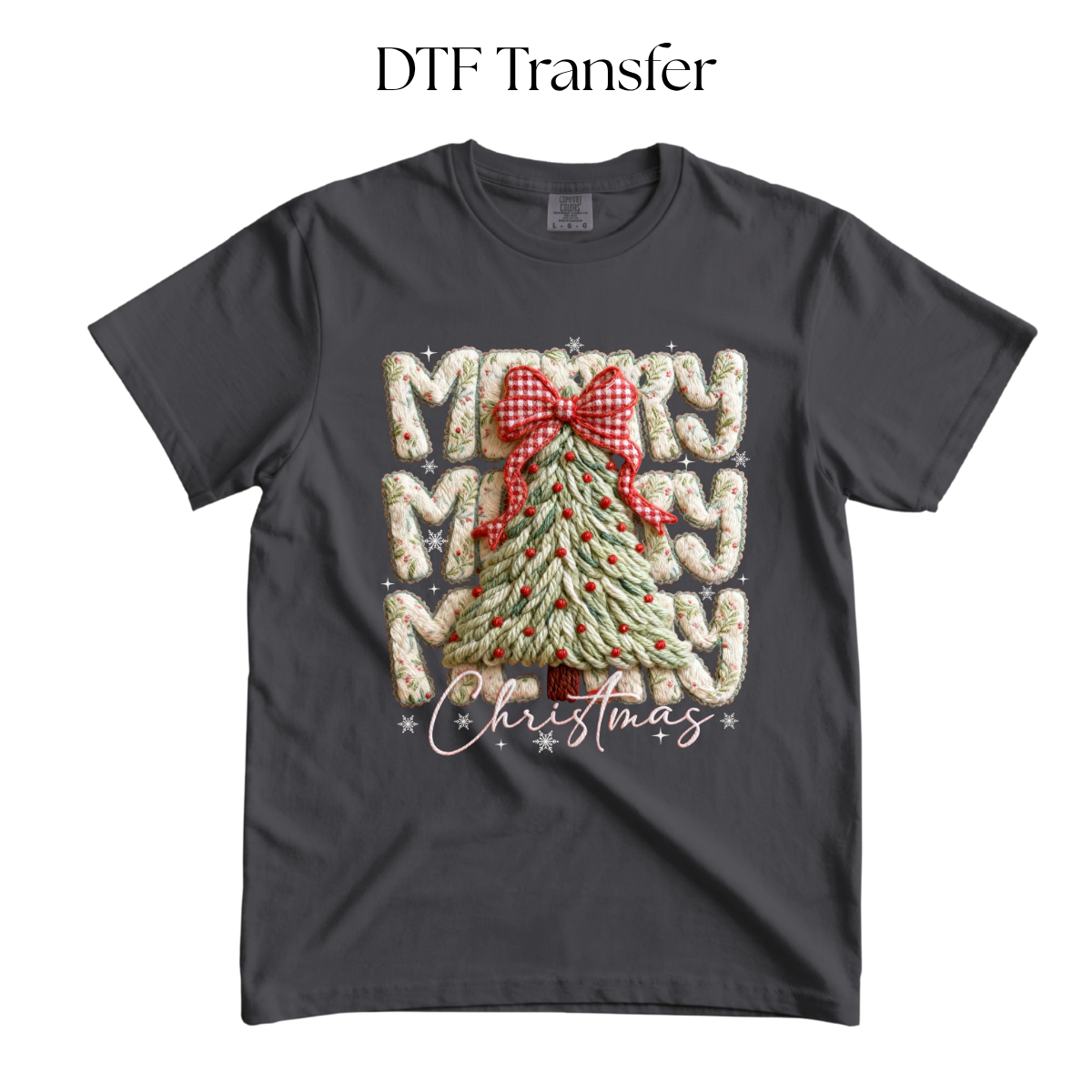 Merry Christmas Tree Faux Yarn DTF Transfer