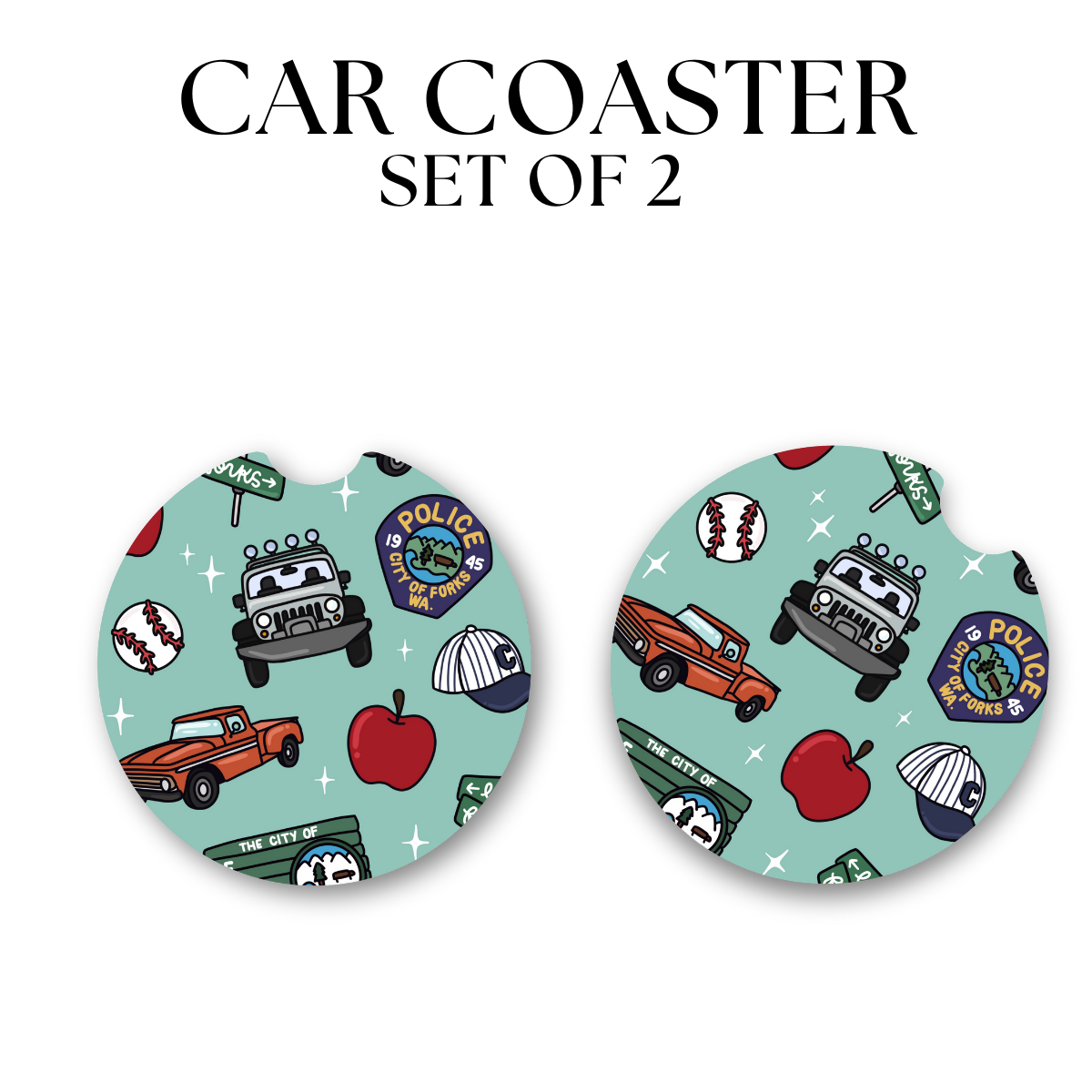 Washington Round Car Coaster UV DTF Transfer