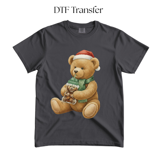 Bear Drinking Coffee DTF Transfer