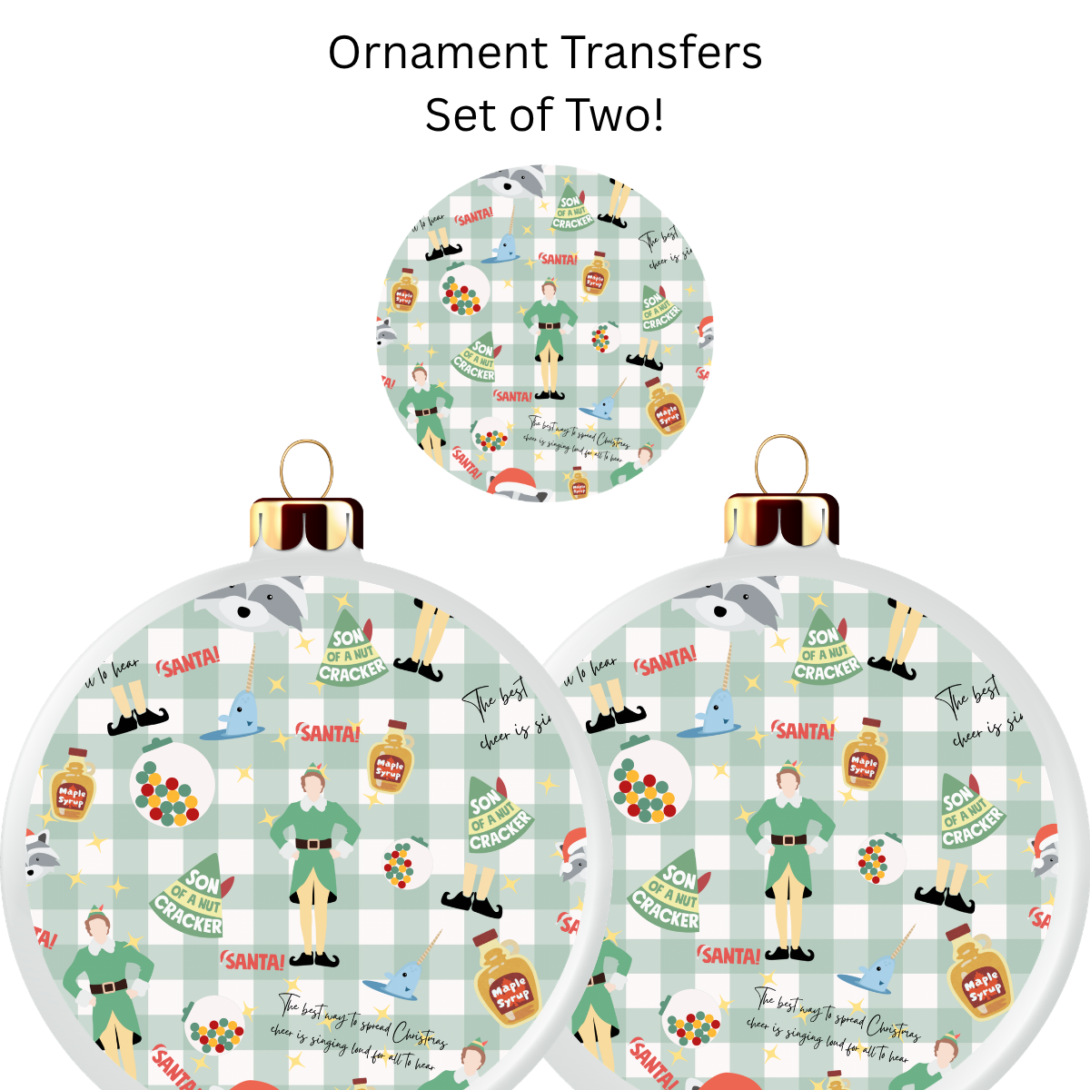 Son of a Nut Cracker Ornament Transfer UV DTF (Set of 2)
