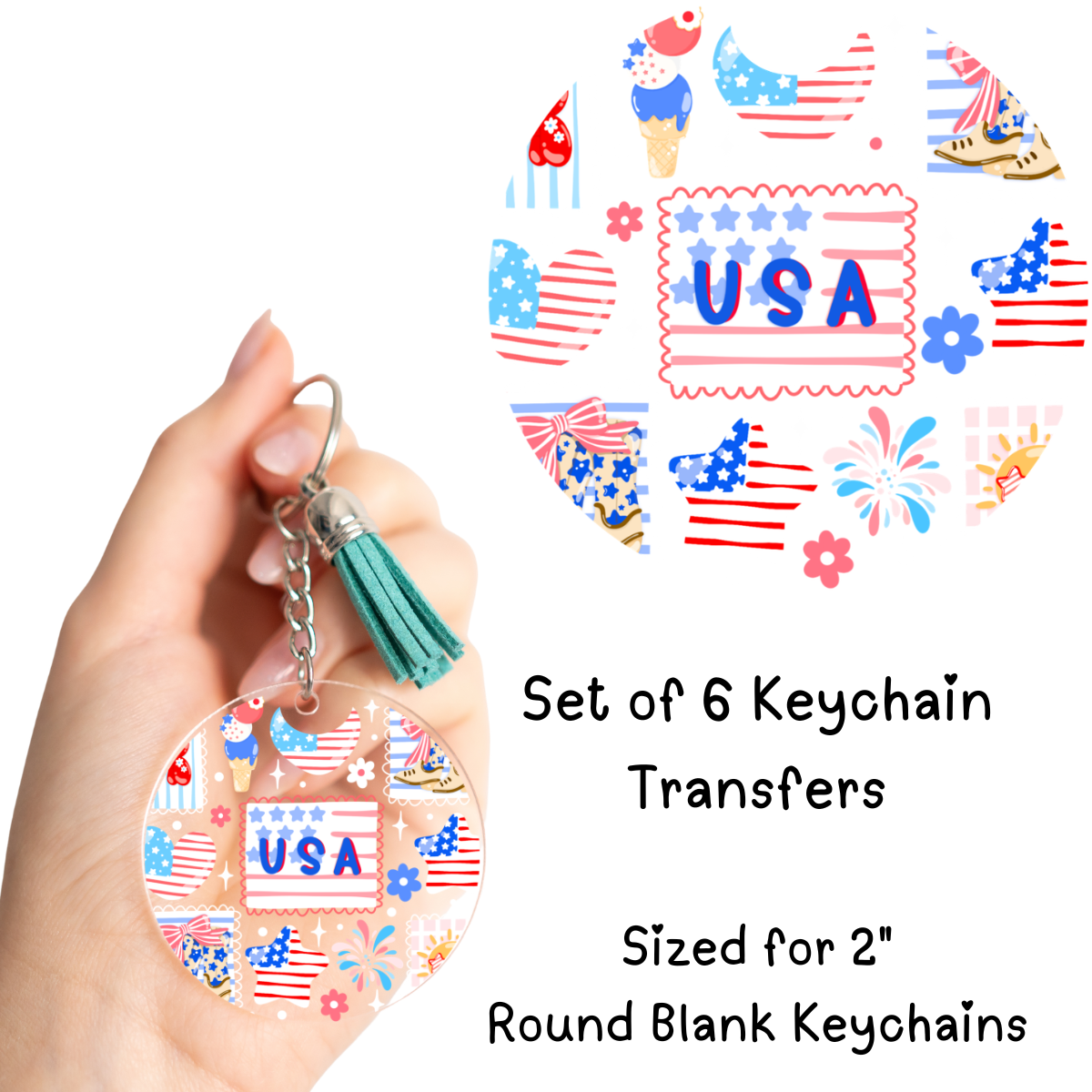 Transfer Case Keychain USA Patriotic Round Keychain Transfer – anthroverse