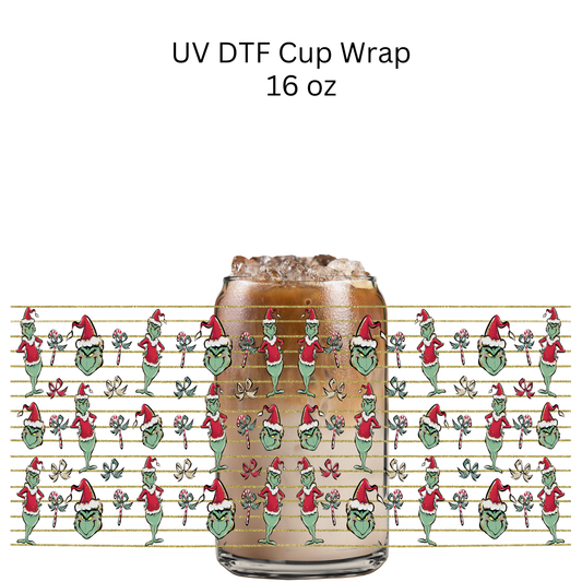 Green Monster Gold Lines UV DTF Cup Wrap