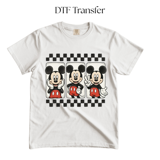 Checkered Mouse Poses DTF Transfer