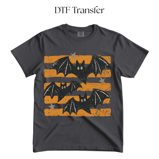 Striped Bats Orange DTF Transfer