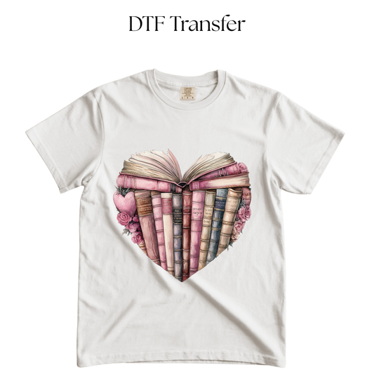 Books Heart DTF Transfer