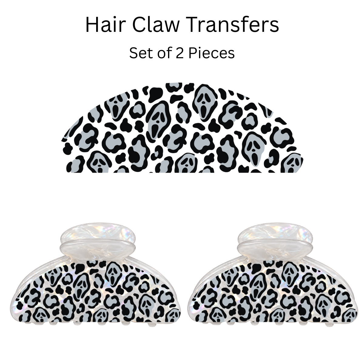 Scream Leopard UV DTF Transfer for 3.19” Claw Clip (Set of 2)