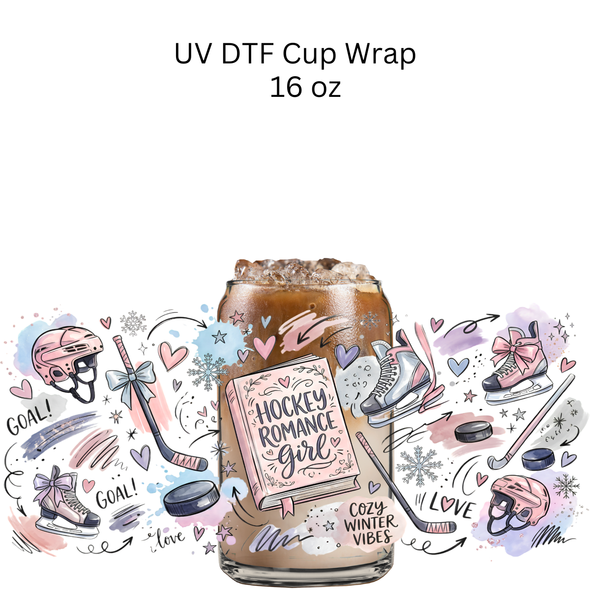 Hockey Romance Girl UV DTF Cup Wrap