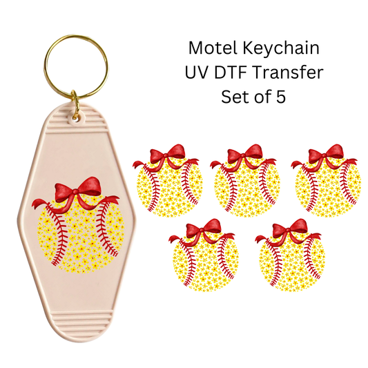Softball Flowers Set of 5 Keychain Transfers