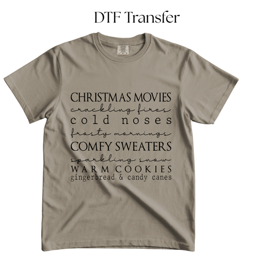 Christmas List Single Color DTF Transfer