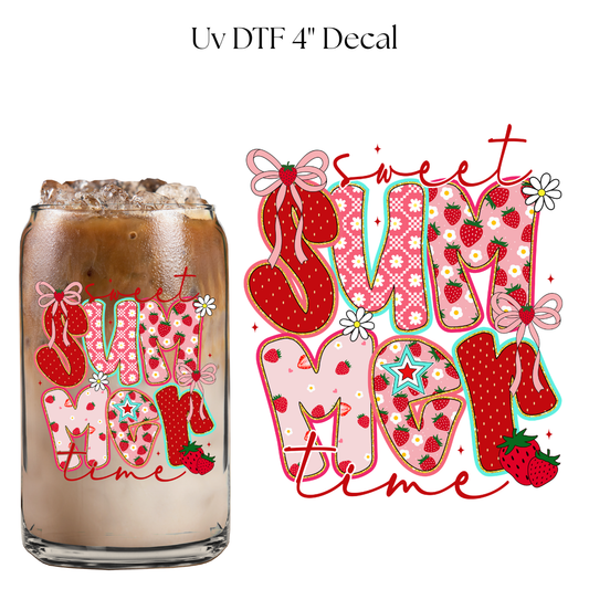 Sweet Summer Time Strawberries 4” UV DTF Cup Decal