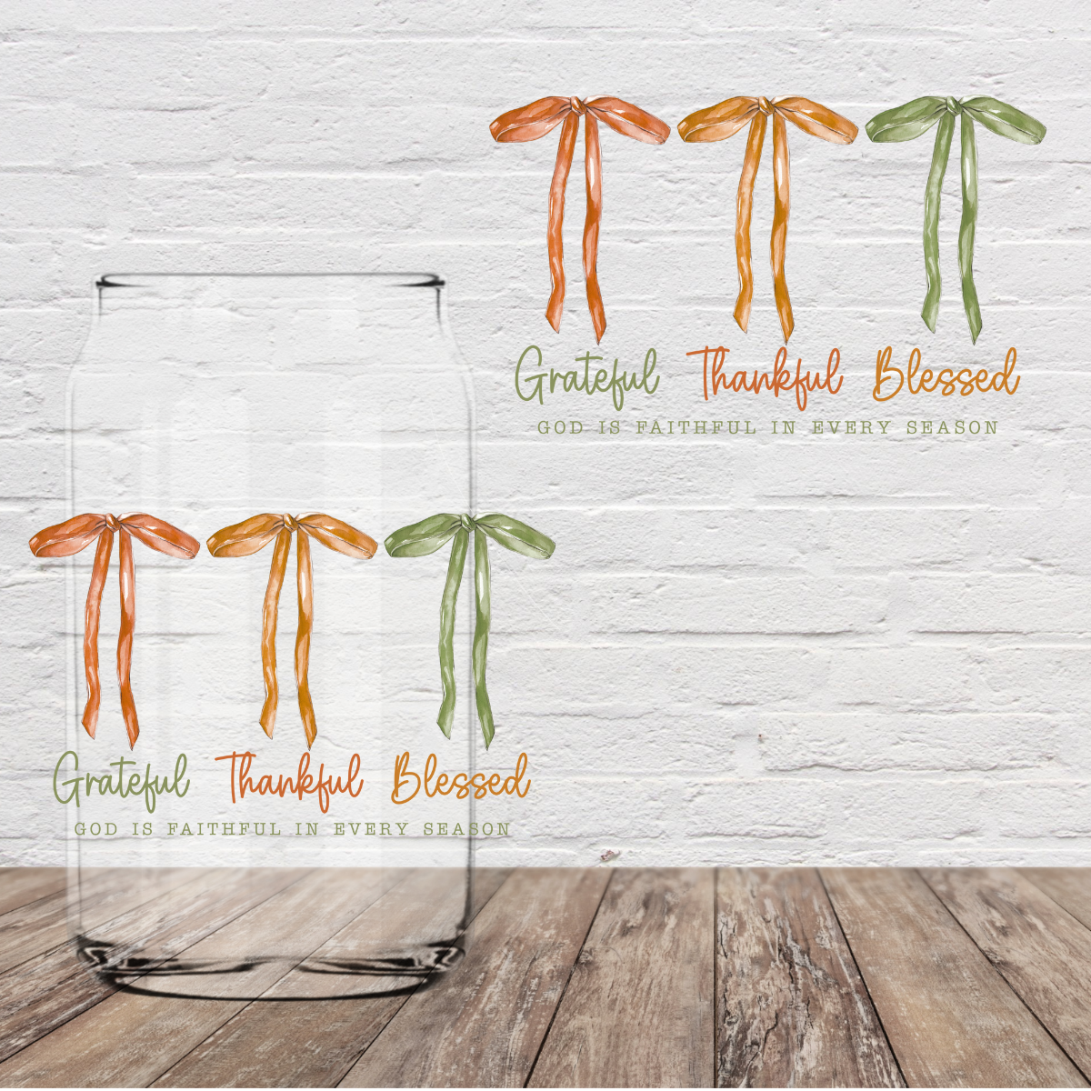 Grateful Thankful Blessed 4" UV DTF (Print to Order)