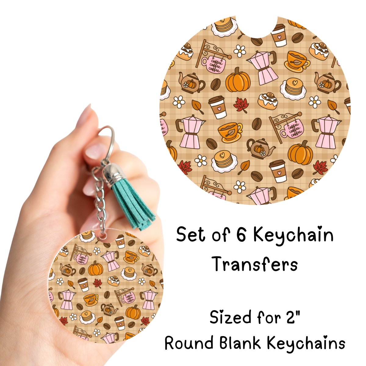 Fall Coffee Things Keychain Transfer Set of 6
