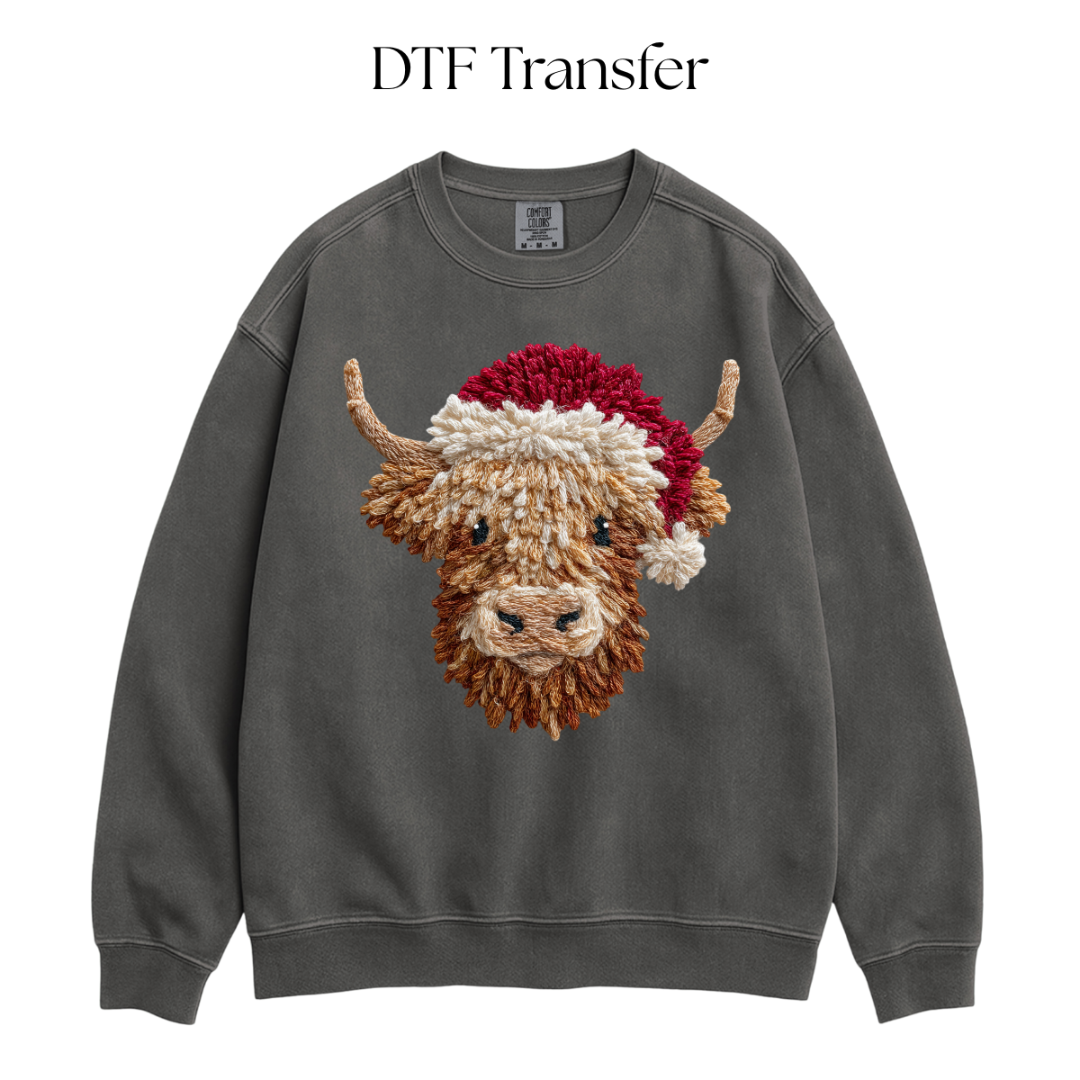Christmas Cow Face Faux Yarn DTF Transfer