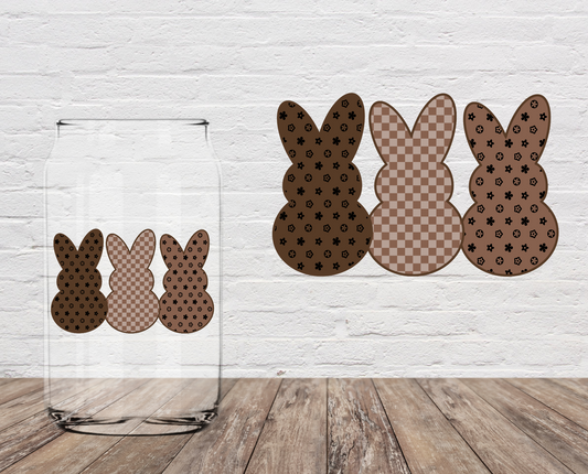 Brown Checkered Bunnies 4" UV DTF