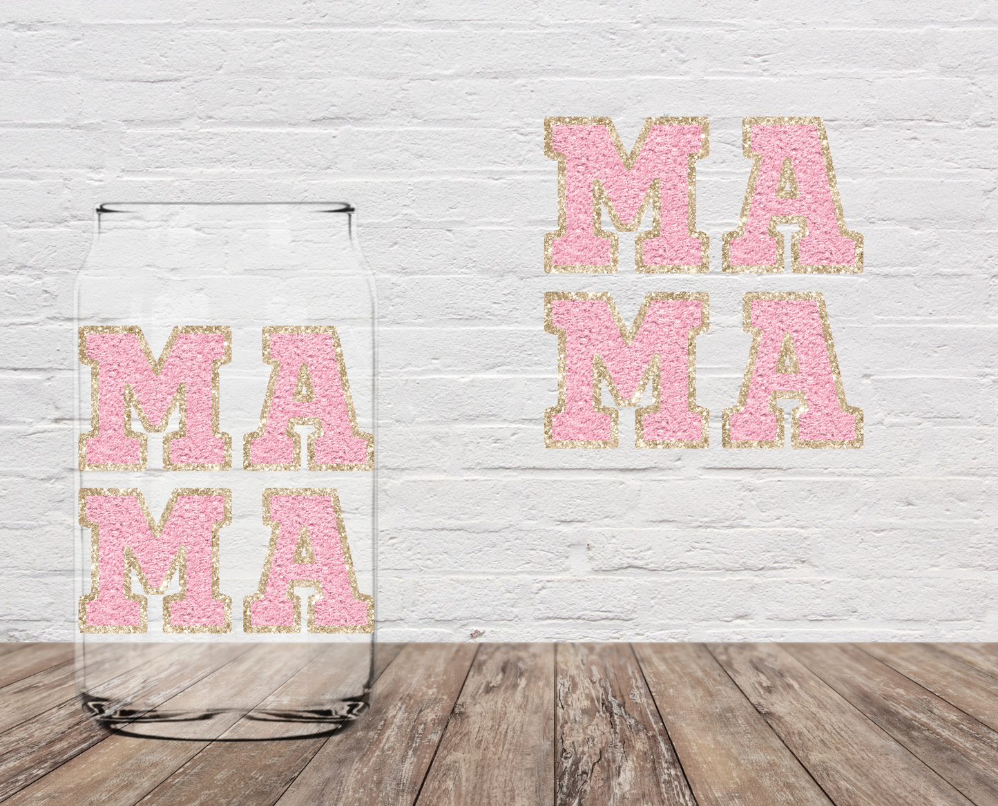 Mama Glitter Outline 4" UV DTF