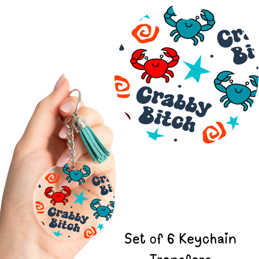 Crabby Bitch Crabs Round Keychain Transfer