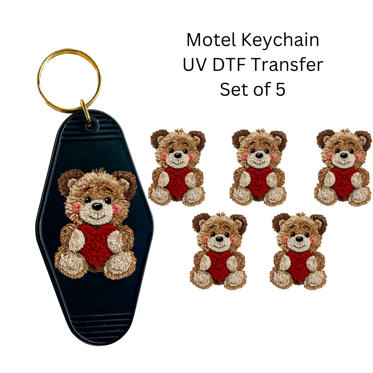 Blushing Valentines Bear Keychain Transfers