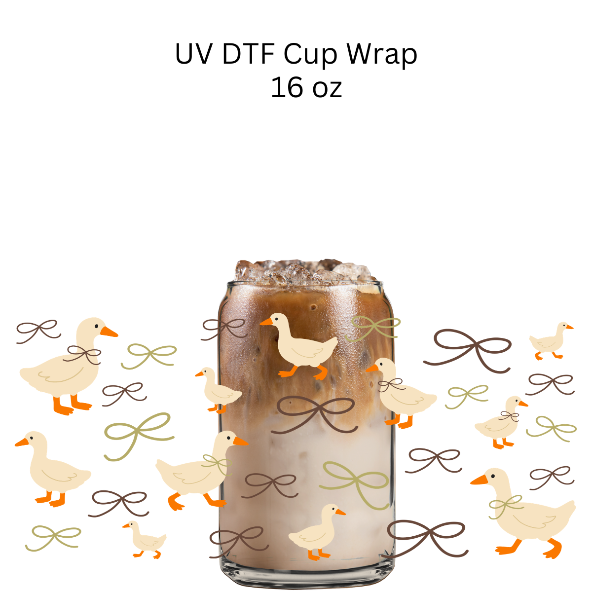 Goose Brown Bows UV DTF Cup Wrap