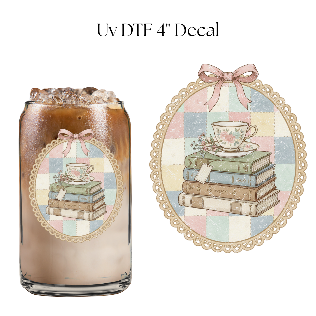 Books in Frame Distressed 4” UV DTF Decal