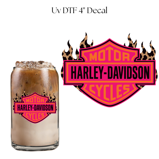 Pink Harley 4” UV DTF Cup Decal