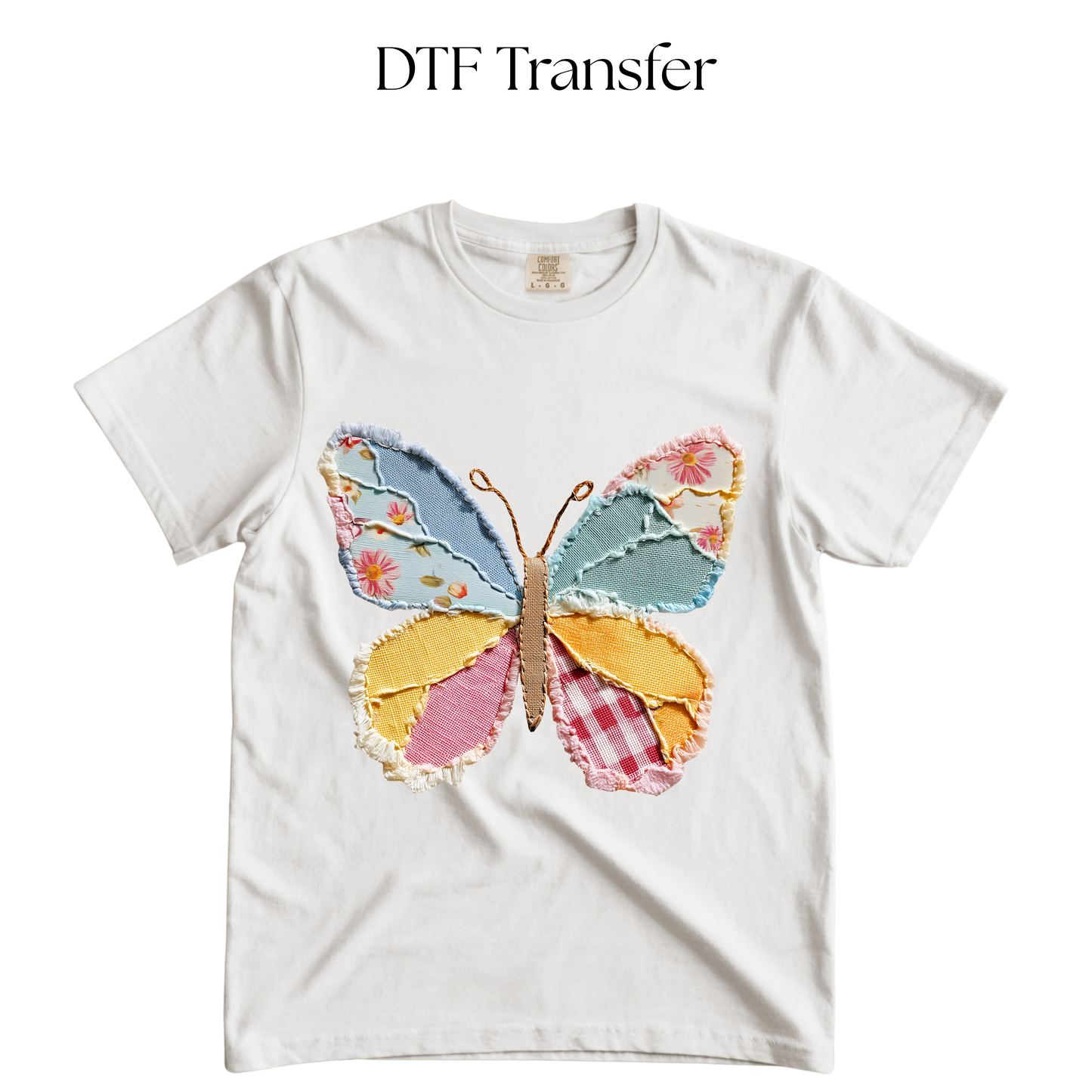 Faux Quilt Butterfly DTF Transfer