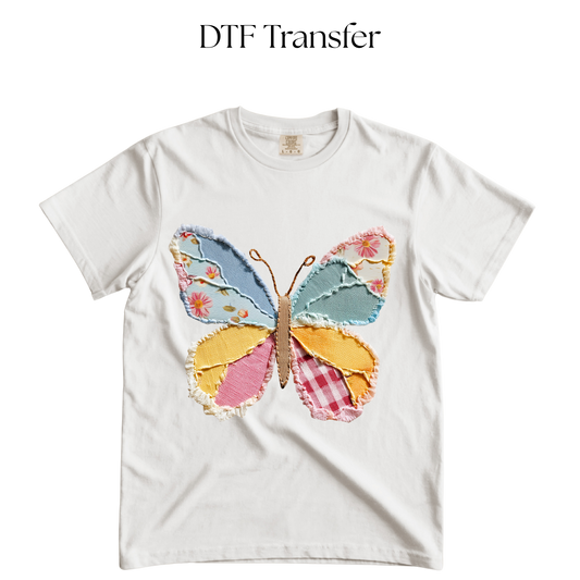 Faux Quilt Butterfly DTF Transfer