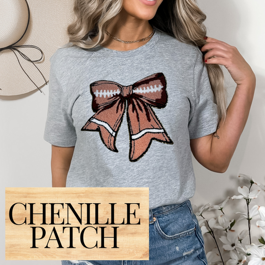Football Bow Chenille Patch