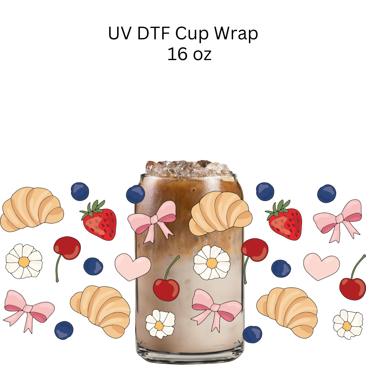Croissants and Fruits UV DTF Cup Wrap