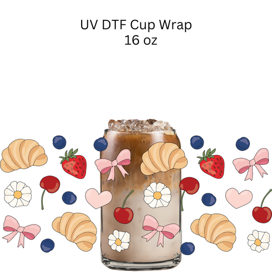 Croissants and Fruits UV DTF Cup Wrap