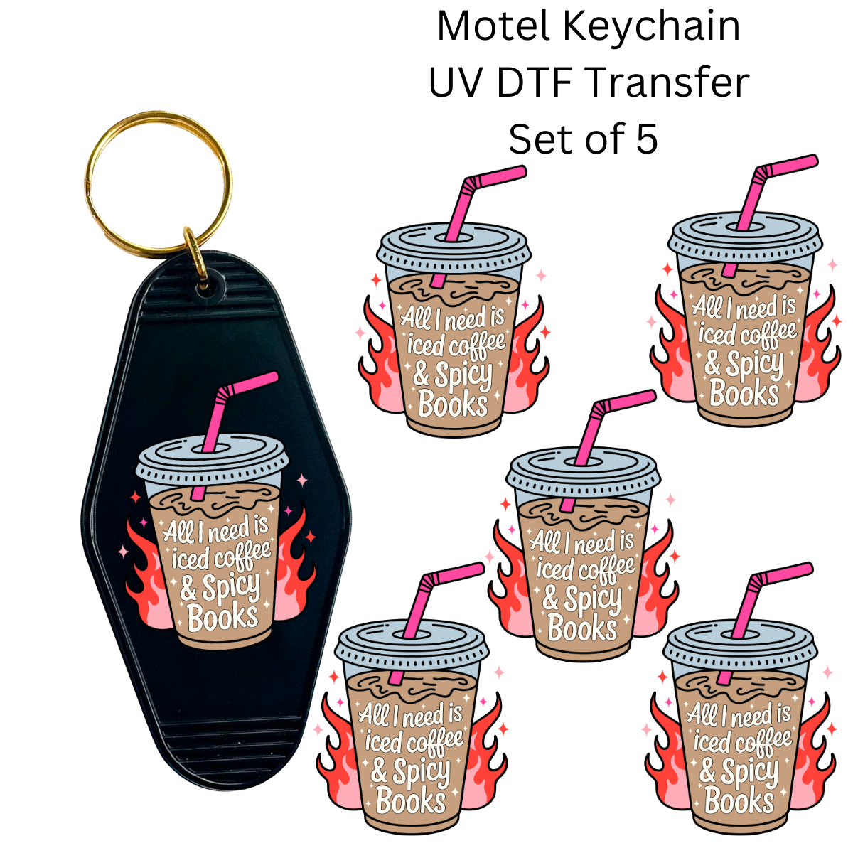 All I Need Is Iced Coffee Set of 5 Keychain Transfers