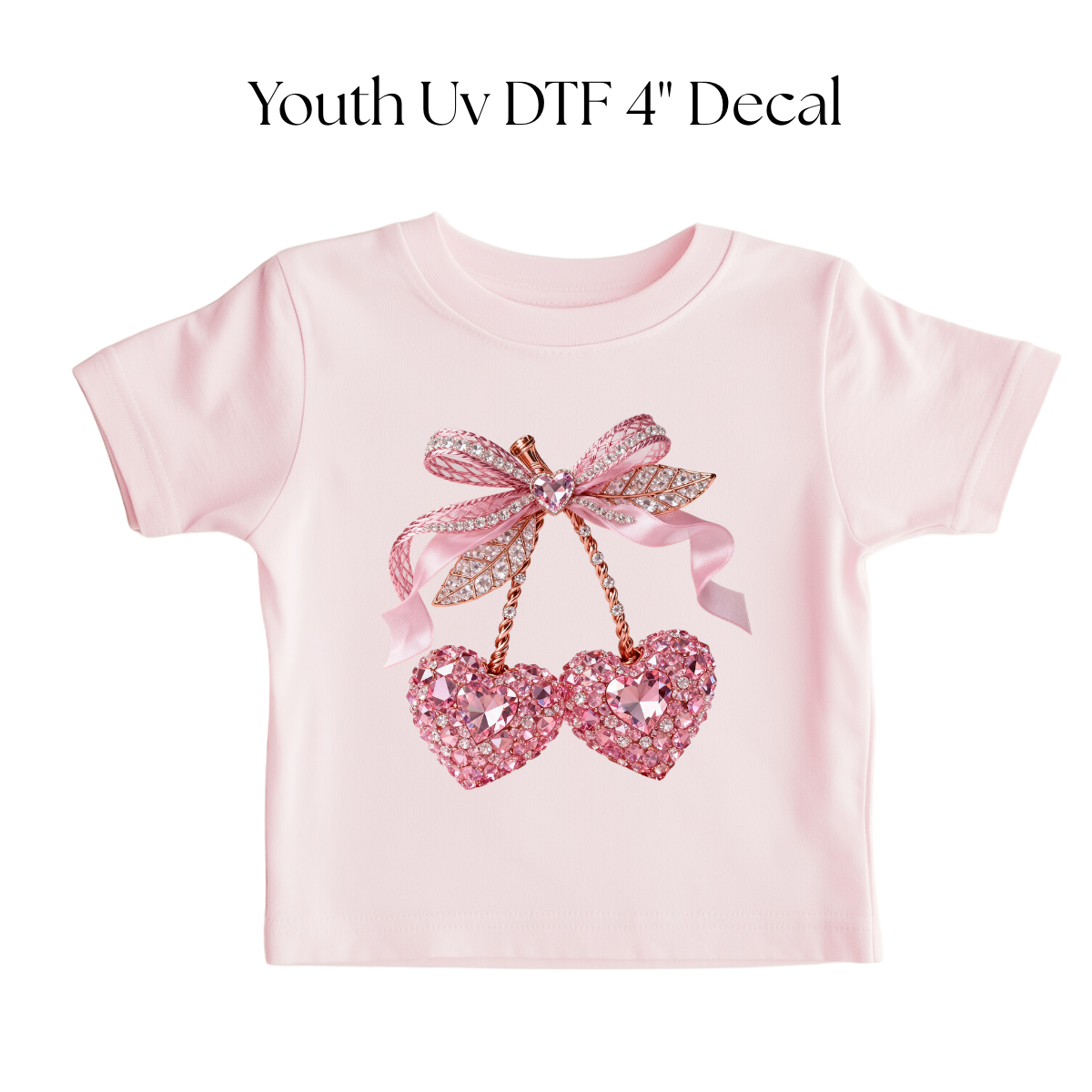 YOUTH Sparkly Heart Cherries DTF Transfer