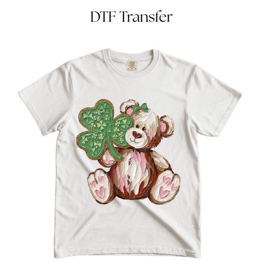 Bear and Clover Painting DTF Transfer