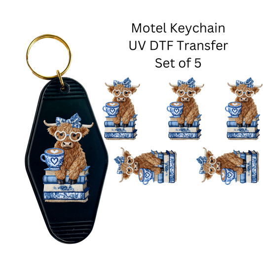 Blue Books Cow Keychain Transfers