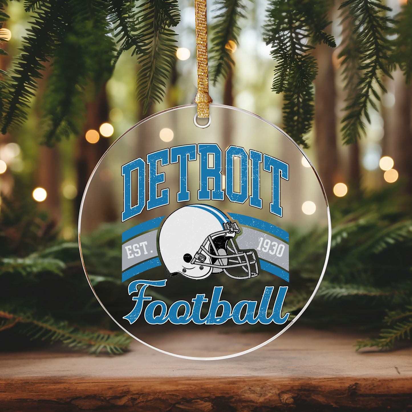 Detroit Football Ornament Size UV DTF DOUBLE SIDED