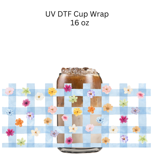Plaid Flowers UV DTF Cup Wrap