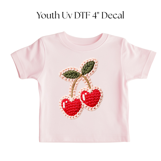 YOUTH Cherry Hearts Faux Yarn DTF Transfer