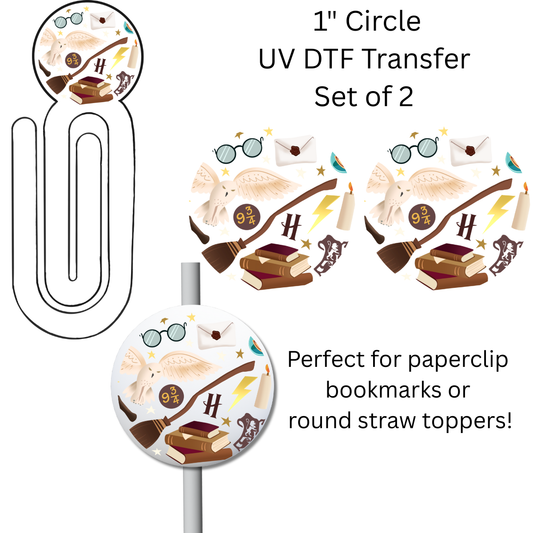 Wizard 1” UV DTF Transfer For Paperclip Bookmark or Straw Topper SET OF 2