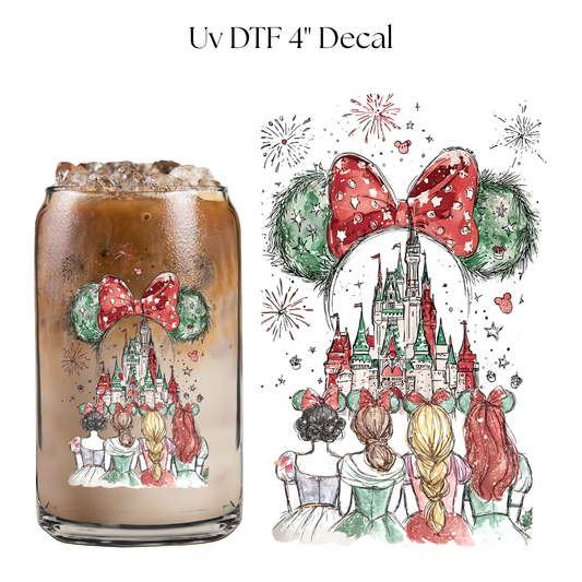 Christmas Princess Castle 4” UV DTF Decal