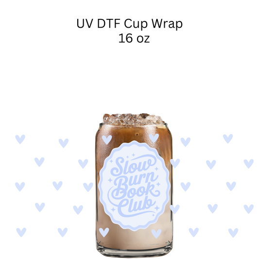 Slow Burn Book Club Blue Hearts UV DTF Cup Wrap