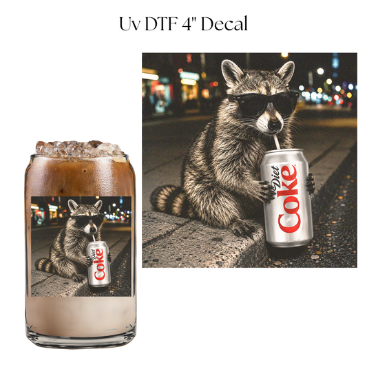 Raccoon Diet Soda 4” UV DTF Cup Decal