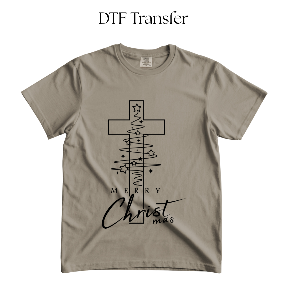 Merry Christ Mas Cross Single Color DTF Transfer