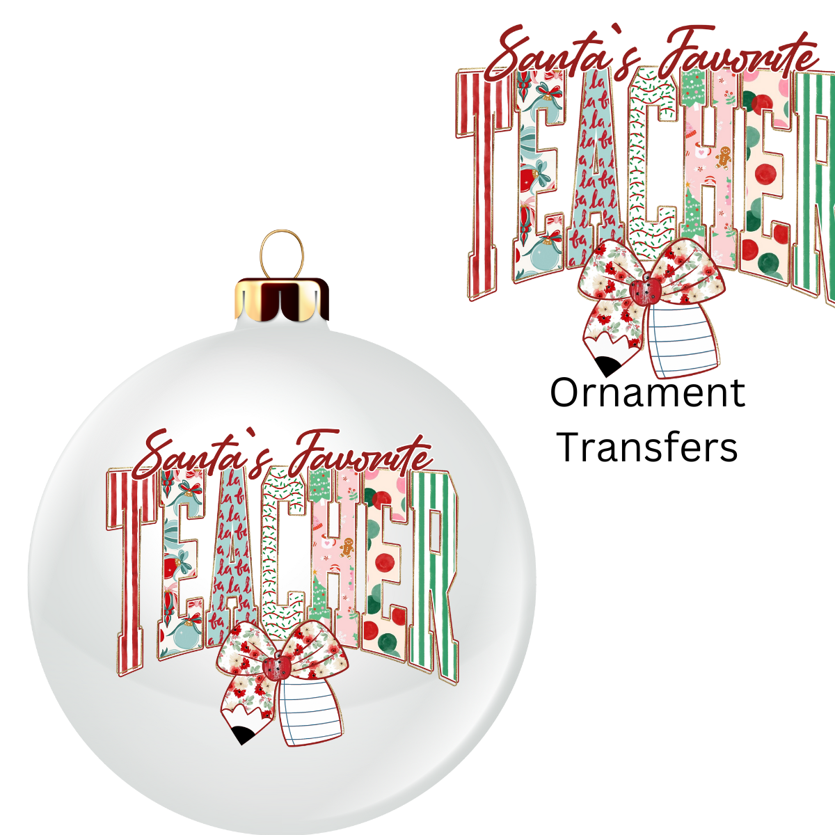Christmas Teacher Ornament UV DTF