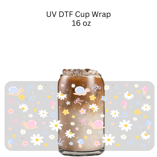 Flowers and Snails UV DTF Cup Wrap
