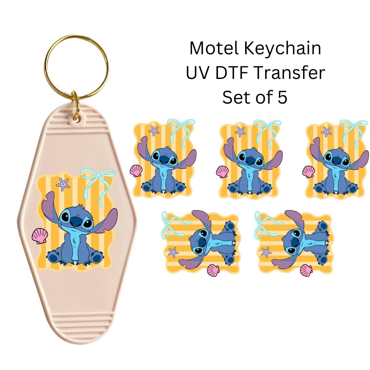 Blue Alien Yellow Set of 5 Keychain Transfers