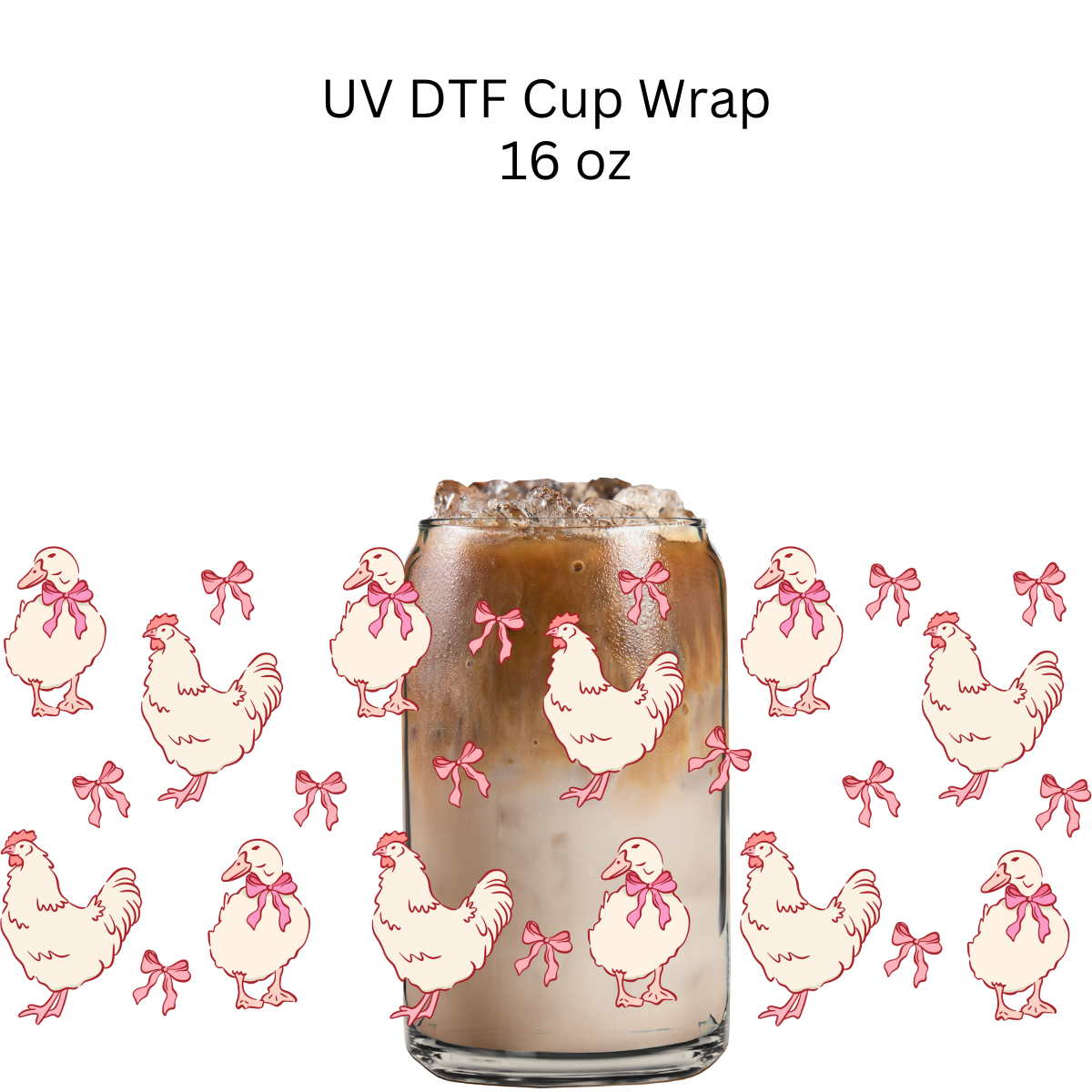 Ducks and Chickens Bows UV DTF Cup Wrap